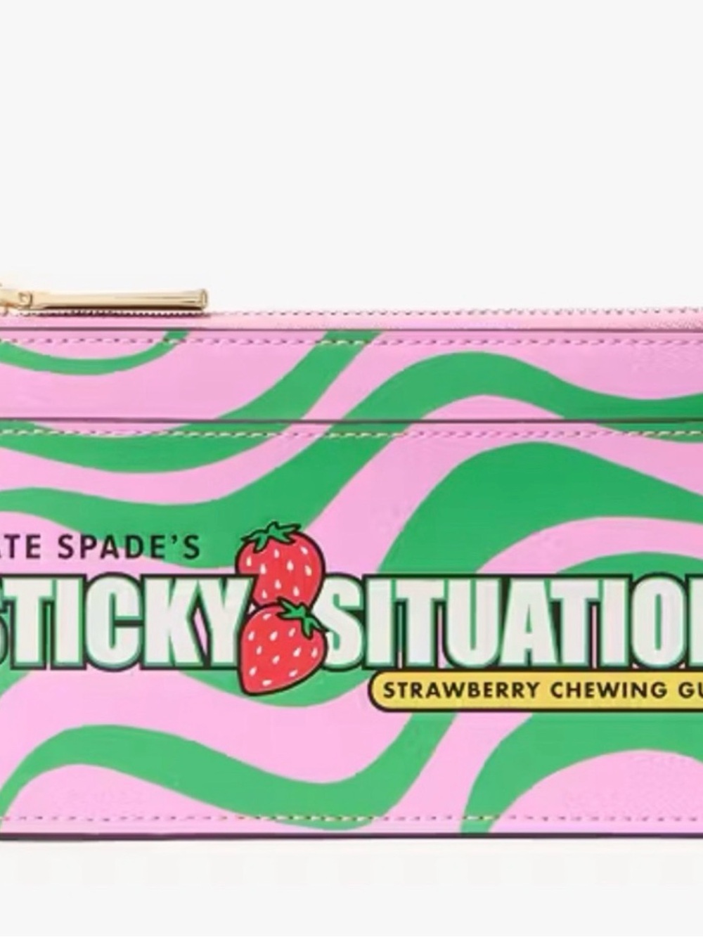 kate spade pink and green striped clutch